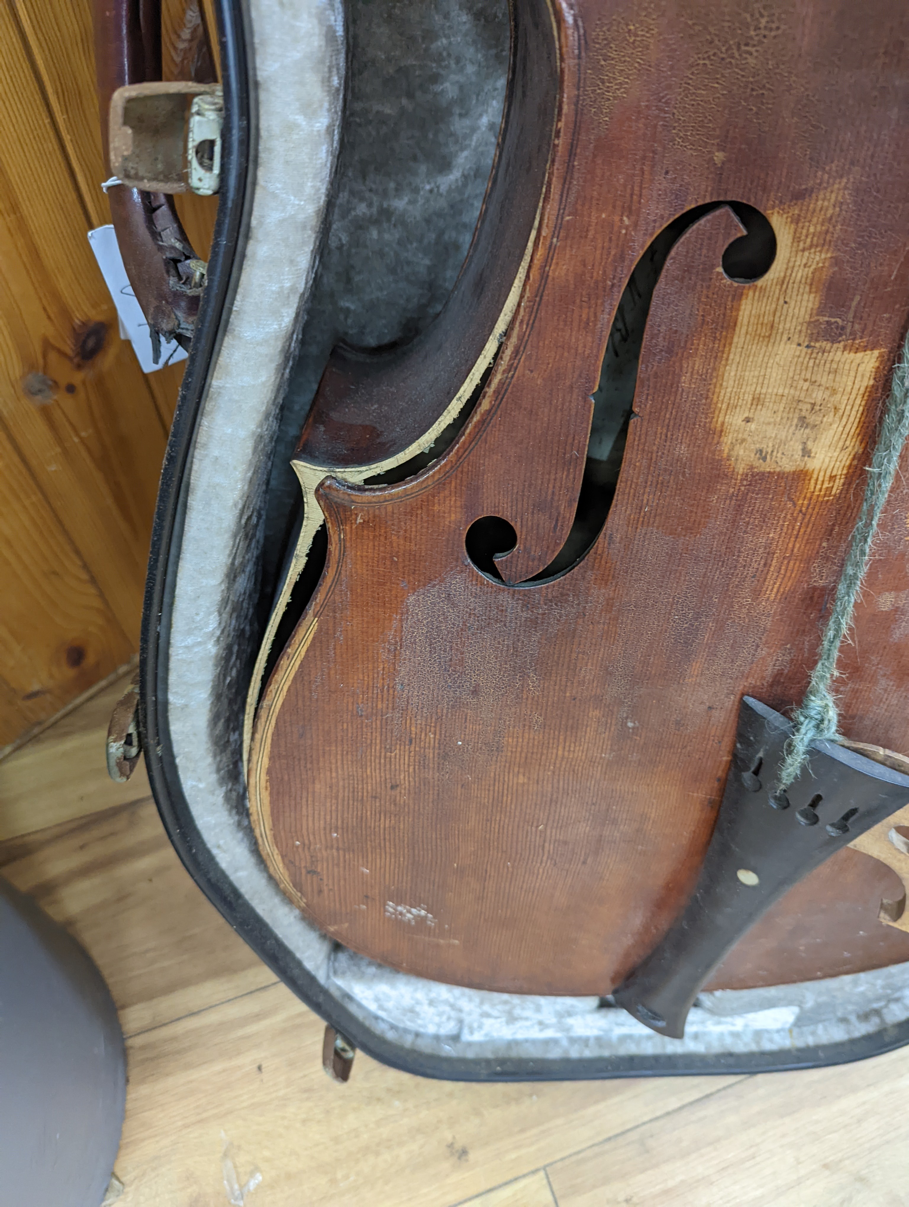 A 19th century German cello, labelled E M Blankert, cased